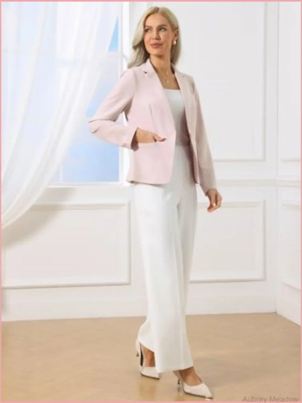 Women's Business Blazer Notch Lapel Long Sleeve Work Office Suit Jacket